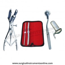 Hegar, uterine dilator set 2pieces 5-6,13-14, wartenberg pinwheel,mathieu speculum, collin large