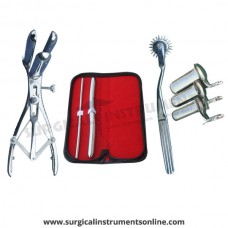 Hegar, uterine dilator set 2pieces 5-6,13-14, wartenberg pinwheel,mathieu speculum, collin 3pcs