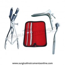 Hegar, uterine dilator set 2pieces 5-6,13-14, wartenberg pinwheel,mathieu speculum, grave large