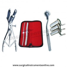 Hegar uterine dilator set 2pieces, 5-6,15-16, wartenberg pinwheel, mathieu speculum, collin 3pcs