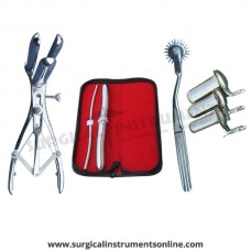 Hegar uterine dilator set 2piece, 5-6,17-18, wartenberg pinwheel, mathieu speculum, collin 3pcs