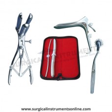Hegar uterine dilator set 2piece, 5-6,17-18, wartenberg pinwheel, mathieu speculum, grave large