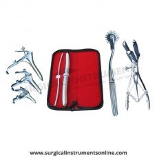 Hegar uterine dilator set 2piece, 5-6,17-18, wartenberg pinwheel, mathieu speculum, grave 3pcs
