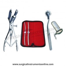 Hegar uterine dilator, set 2 pieces,5-6,7-8 pinwheel, mathieu speculum, collin large