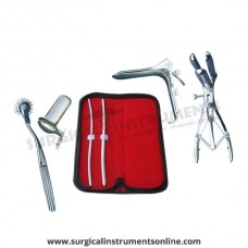 Hegar uterine dilator, set 2 pieces,5-6,7-8 pinwheel,mathieu speculum,grave large,collin large 