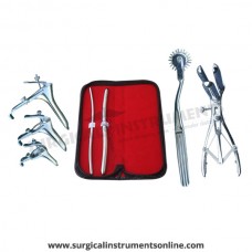 Hegar, uterine dilator set 2pieces 5-6,9-10 ,wartenberg pinwheel, mathieu speculum, grave 3pcs